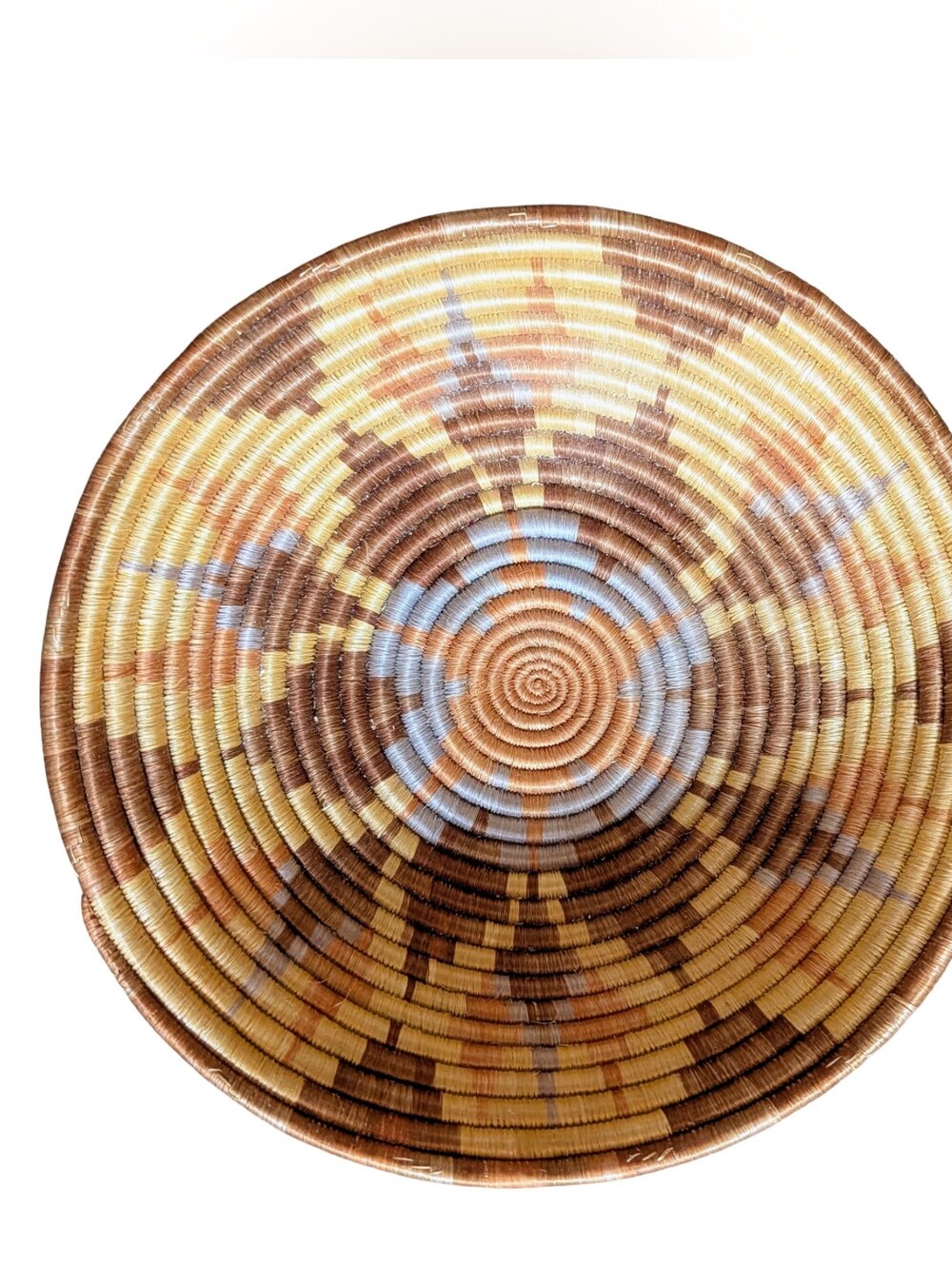Hand-Woven Natural Coil Spiral Bowl/Basket Wall Art Southwest African Native Am